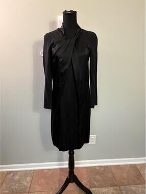 Love Moschino Black Satin Long Sleeve Dress Size 8